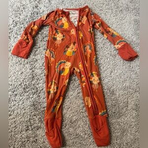 Little Sleepies Festive Turkey Print Footie - Orange